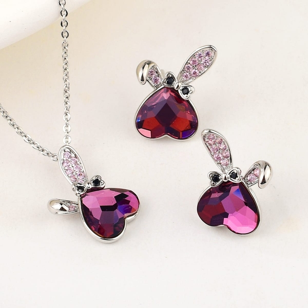 Picture of Purchase Platinum Plated Swarovski Element 2 Piece Jewelry Set Exclusive Online