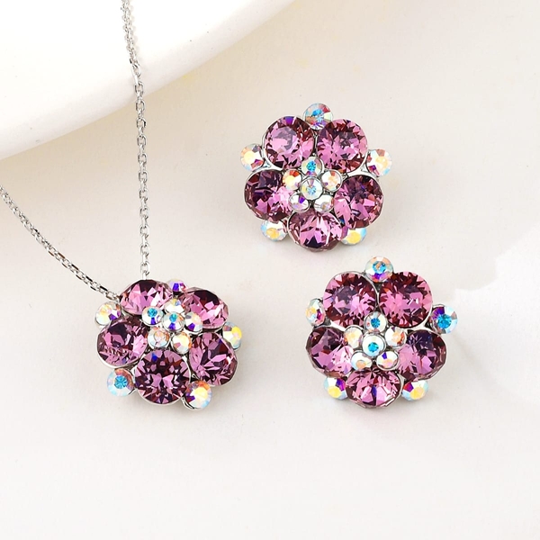 Picture of Good Quality Swarovski Element Pink 2 Piece Jewelry Set