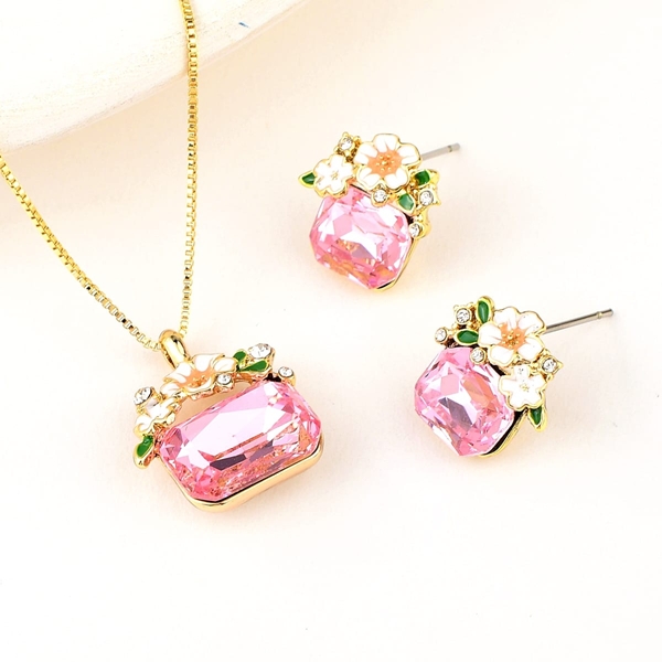 Picture of Bling Party Pink 2 Piece Jewelry Set
