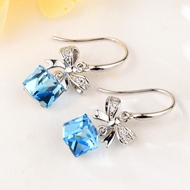 Show details for Eye-Catching Platinum Plated Swarovski Element Dangle Earrings with Member Discount