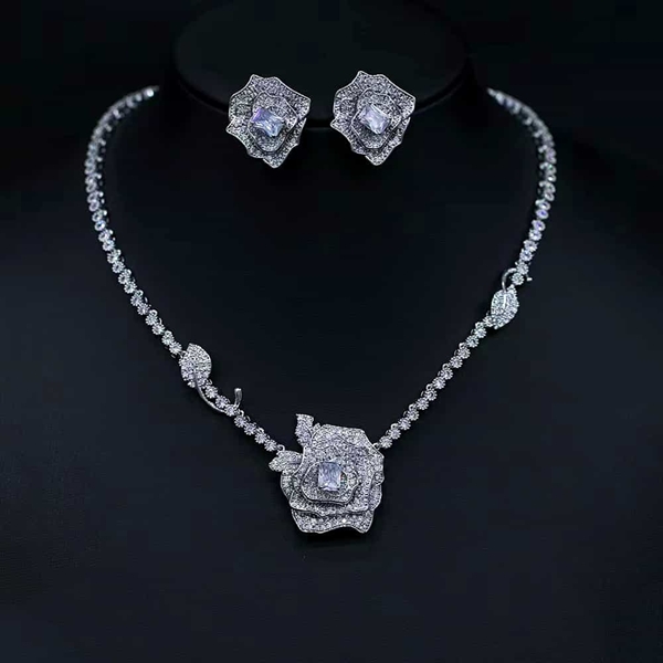 Picture of Filigree Flower White 2 Piece Jewelry Set