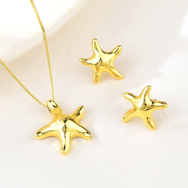 Picture of Ladies Zinc Alloy Starfish 2 Piece Jewelry Set for Her