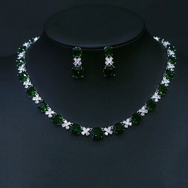 Picture of Bling Party Green 2 Piece Jewelry Set