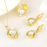 Show details for Trendy Gold Plated Zinc Alloy 3 Piece Jewelry Set with No-Risk Refund
