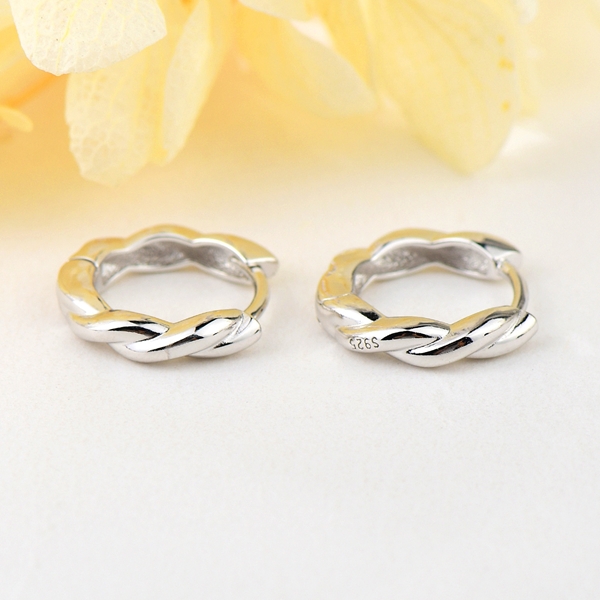 Picture of 925 Sterling Silver White Small Hoop Earrings from Certified Factory