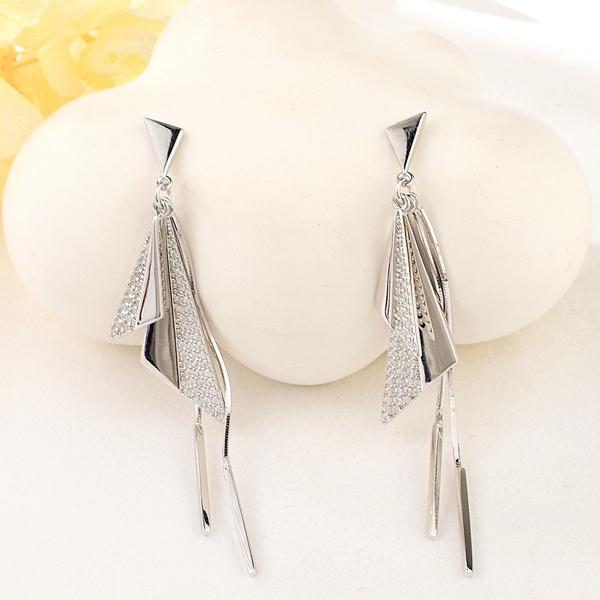 Picture of Reasonably Priced 925 Sterling Silver Geometric Dangle Earrings from Reliable Manufacturer