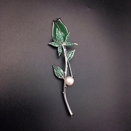 Show details for Sparkly Flower Green Brooche
