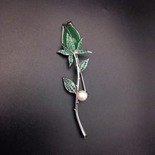 Show details for Sparkly Flower Green Brooche