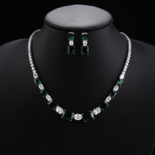 Show details for Low Cost Platinum Plated Green 2 Piece Jewelry Set with Low Cost