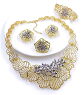 Show details for Wholesale Gold Plated Moissanite 2 Piece Jewelry Set with No-Risk Return